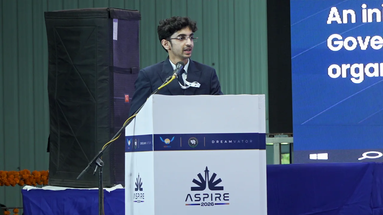 Prabhu Agarwal: addressing the hall, ASPIRE 2026